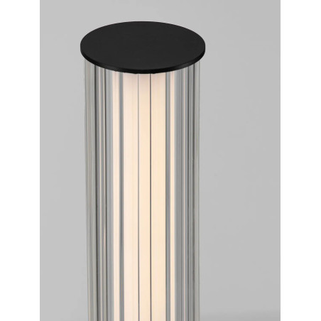 Lampa podłogowa szklana z ryflowanym kloszem w stylu modern-retro Limidi H130cm ściemniacz LED 2700-3000K szkło przeźroczyste / 