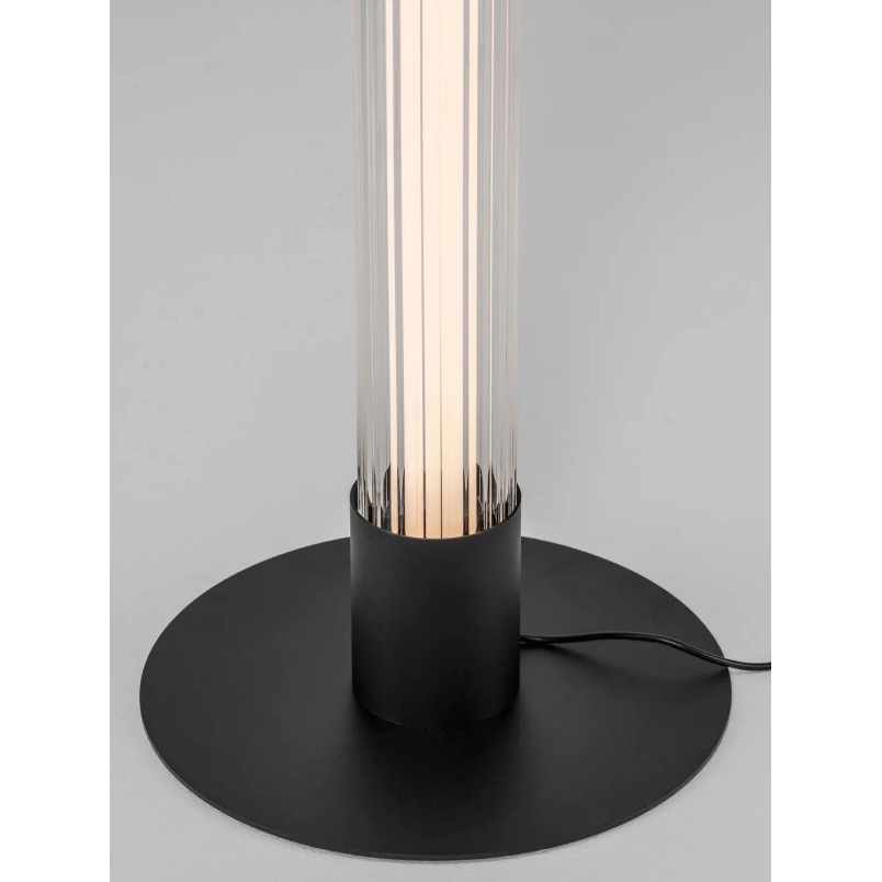 Lampa podłogowa szklana z ryflowanym kloszem w stylu modern-retro Limidi H130cm ściemniacz LED 2700-3000K szkło przeźroczyste / 