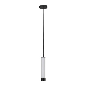 Lampa wisząca szklana z ryflowanym kloszem Limidi 6,5cm ściemniacz LED 2700-3000K szkło przeźroczyste / czarny