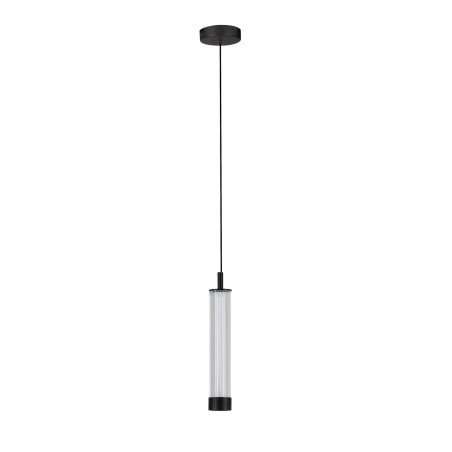 Lampa wisząca szklana z ryflowanym kloszem Limidi 6,5cm ściemniacz LED 2700-3000K szkło przeźroczyste / czarny