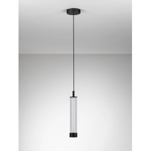 Lampa wisząca szklana z ryflowanym kloszem Limidi 6,5cm ściemniacz LED 2700-3000K szkło przeźroczyste / czarny