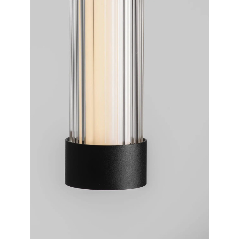 Lampa wisząca szklana z ryflowanym kloszem Limidi 6,5cm ściemniacz LED 2700-3000K szkło przeźroczyste / czarny
