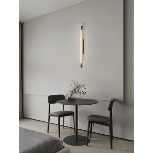 Kinkiet szklany ryflowany w stylu modern-retro Limidi H70cm ściemniacz LED 2700-3000K szkło przeźroczyste / czarny