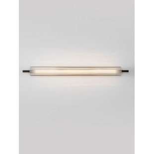 Kinkiet szklany ryflowany w stylu modern-retro Limidi H70cm ściemniacz LED 2700-3000K szkło przeźroczyste / czarny