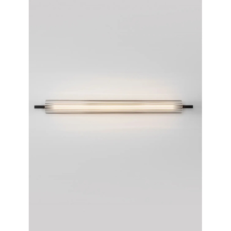 Kinkiet szklany ryflowany w stylu modern-retro Limidi H70cm ściemniacz LED 2700-3000K szkło przeźroczyste / czarny