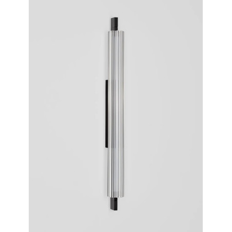 Kinkiet szklany ryflowany w stylu modern-retro Limidi H70cm ściemniacz LED 2700-3000K szkło przeźroczyste / czarny