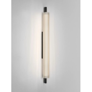Kinkiet szklany ryflowany w stylu modern-retro Limidi H70cm ściemniacz LED 2700-3000K szkło przeźroczyste / czarny
