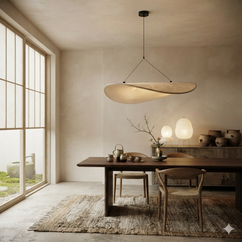 Lampa Wisząca Japandi Flow 80cm LED | Papier DuPont | Biała