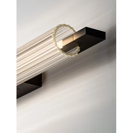 Kinkiet szklany ryflowany w stylu modern-retro Limidi H70cm ściemniacz LED 2700-3000K szkło przeźroczyste / czarny