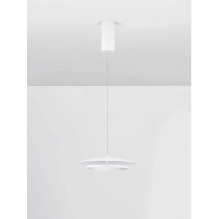 Lampa wisząca płaska designerska z lustrem Plates LED 3000K 35cm biały / chrom