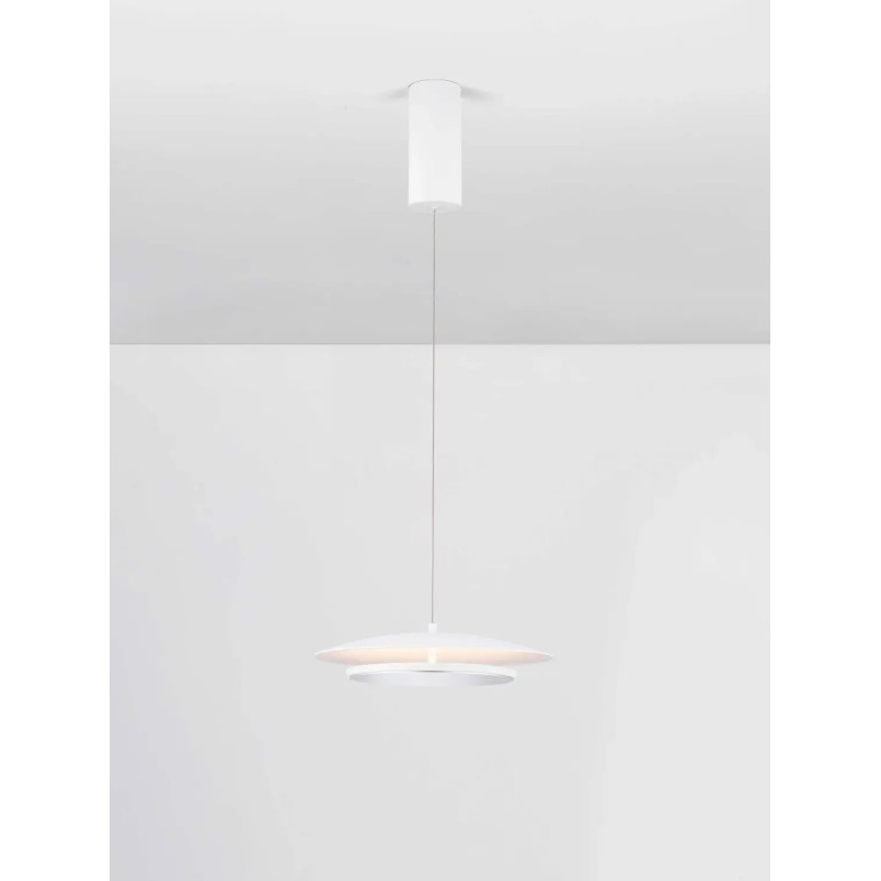 Lampa wisząca płaska designerska z lustrem Plates LED 3000K 35cm biały / chrom