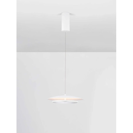 Lampa wisząca płaska designerska z lustrem Plates LED 3000K 35cm biały / chrom