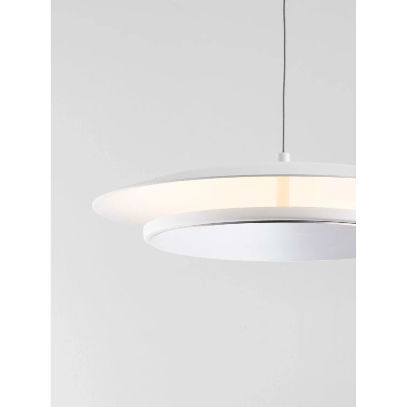 Lampa wisząca płaska designerska z lustrem Plates LED 3000K 35cm biały / chrom