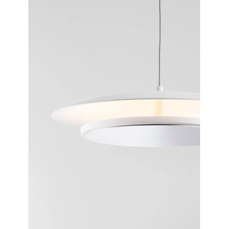 Lampa wisząca płaska designerska z lustrem Plates LED 3000K 35cm biały / chrom