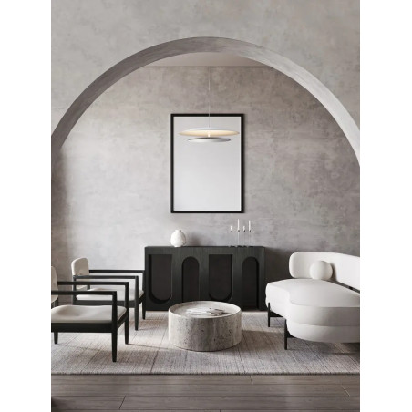 Lampa wisząca płaska designerska z lustrem Plates LED 3000K 50cm biały / chrom