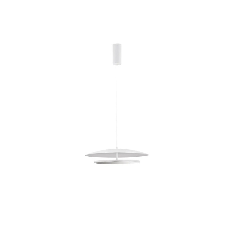 Lampa wisząca płaska designerska z lustrem Plates LED 3000K 50cm biały / chrom