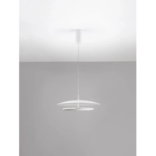 Lampa wisząca płaska designerska z lustrem Plates LED 3000K 50cm biały / chrom