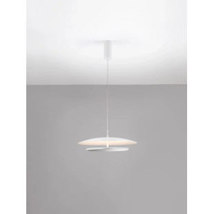 Lampa wisząca płaska designerska z lustrem Plates LED 3000K 50cm biały / chrom