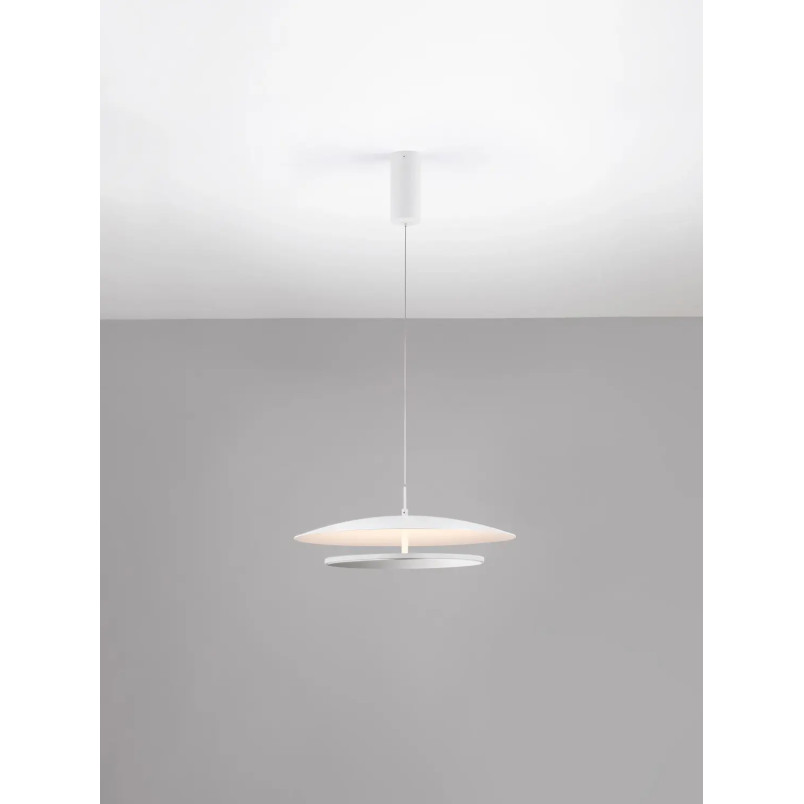 Lampa wisząca płaska designerska z lustrem Plates LED 3000K 50cm biały / chrom