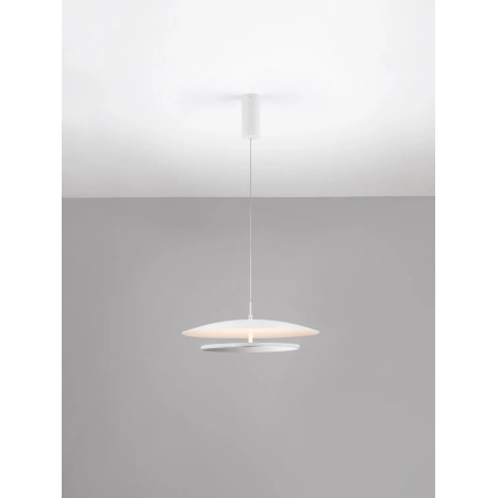 Lampa wisząca płaska designerska z lustrem Plates LED 3000K 50cm biały / chrom