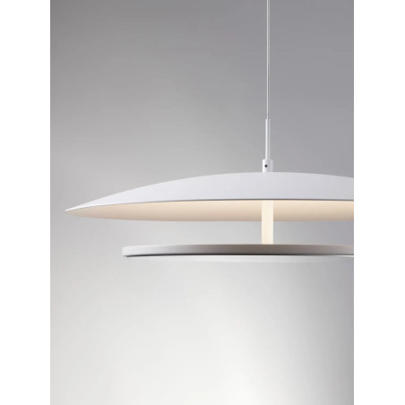 Lampa wisząca płaska designerska z lustrem Plates LED 3000K 50cm biały / chrom