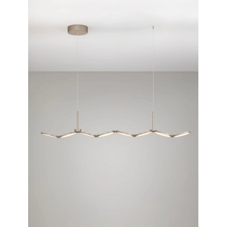 Lampa wisząca podłużna Trigna 130cm LED 2700-3000K szampańskie złoto