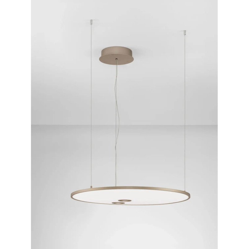 Lampa wisząca z płaskim okrągłym kloszem Trigna 61cm LED 2700-3000K szampańskie złoto