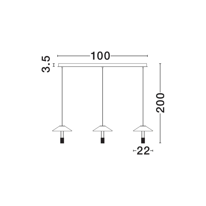 Lampa wisząca designerska 3 punktowa Shifty LED 3000K 100cm biało-czarna