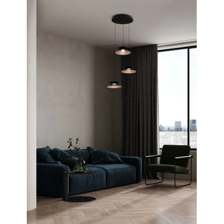 Lampa wisząca 3 punktowa - ściemniana triac Acconia 42cm LED 3000K czarny / złoty