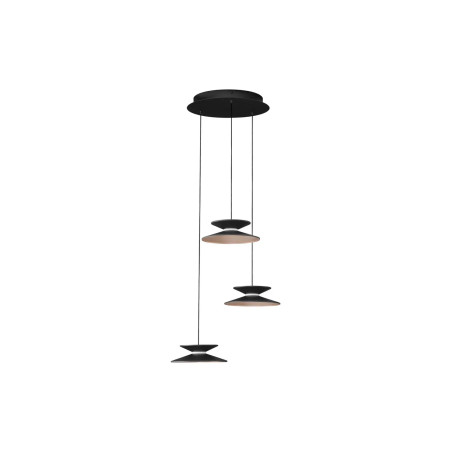 Lampa wisząca 3 punktowa - ściemniana triac Acconia 42cm LED 3000K czarny / złoty