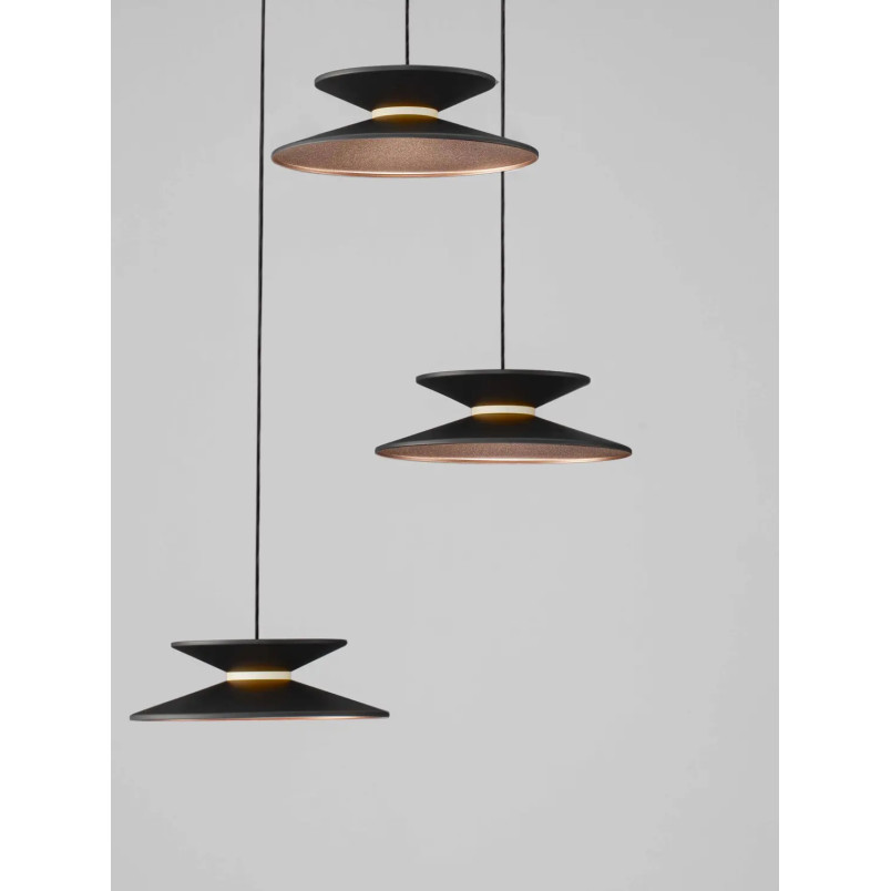 Lampa wisząca 3 punktowa - ściemniana triac Acconia 42cm LED 3000K czarny / złoty