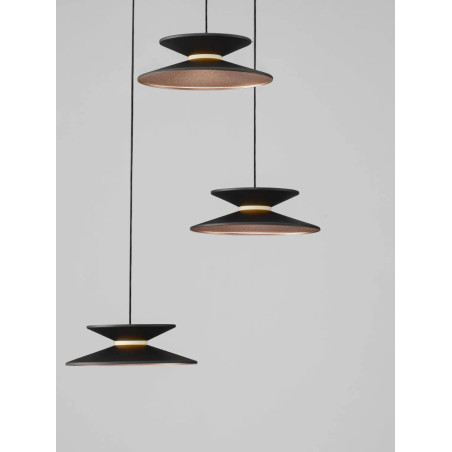 Lampa wisząca 3 punktowa - ściemniana triac Acconia 42cm LED 3000K czarny / złoty