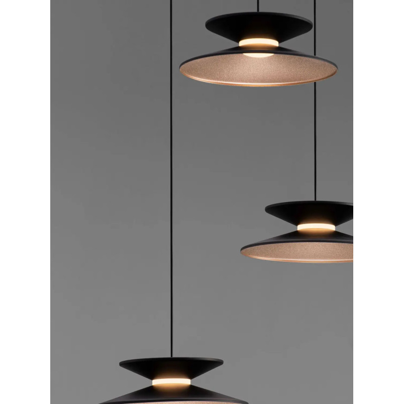 Lampa wisząca 3 punktowa - ściemniana triac Acconia 42cm LED 3000K czarny / złoty