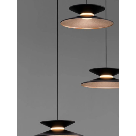 Lampa wisząca 3 punktowa - ściemniana triac Acconia 42cm LED 3000K czarny / złoty