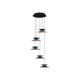 Lampa wisząca 5 punktowa - ściemniana triac Acconia 42cm LED 3000K czarny / złoty