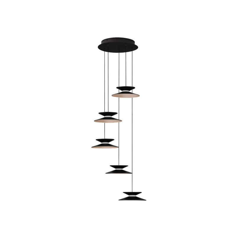 Lampa wisząca 5 punktowa - ściemniana triac Acconia 42cm LED 3000K czarny / złoty