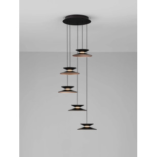 Lampa wisząca 5 punktowa - ściemniana triac Acconia 42cm LED 3000K czarny / złoty