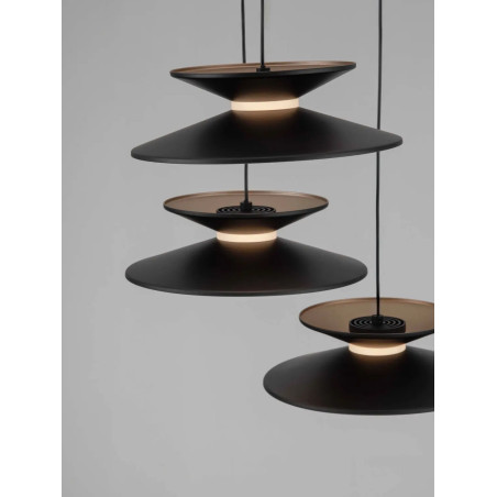 Lampa wisząca 5 punktowa - ściemniana triac Acconia 42cm LED 3000K czarny / złoty