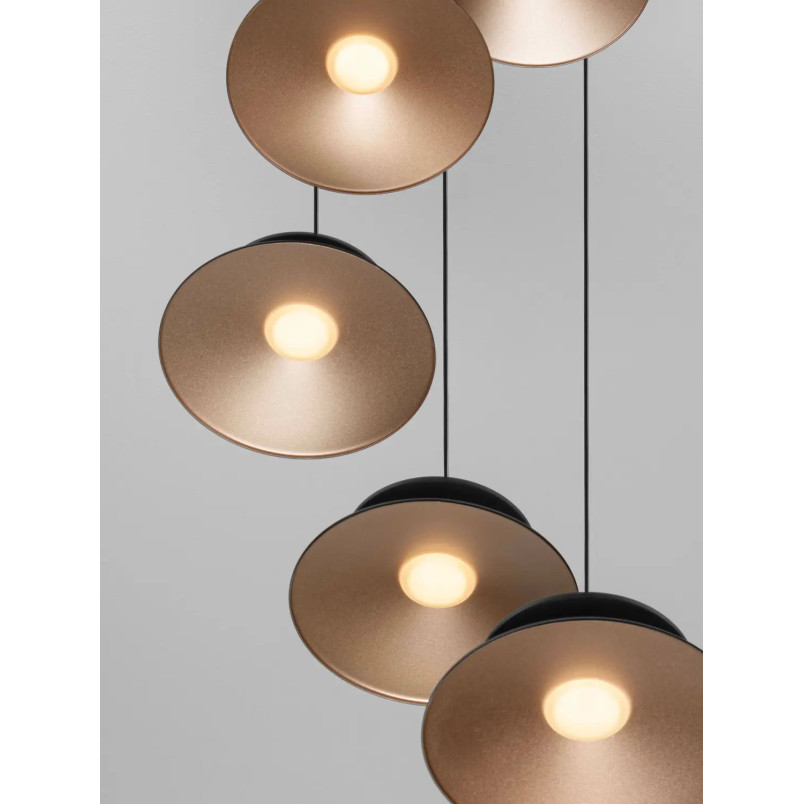 Lampa wisząca 5 punktowa - ściemniana triac Acconia 42cm LED 3000K czarny / złoty
