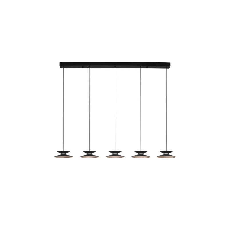 Lampa wisząca 5 punktowa na listwie - ściemniana triac Acconia 132cm LED 3000K czarny / złoty