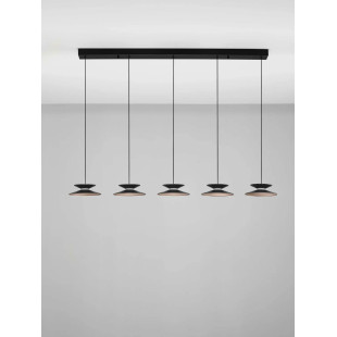 Lampa wisząca 5 punktowa na listwie - ściemniana triac Acconia 132cm LED 3000K czarny / złoty