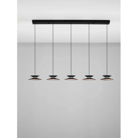 Lampa wisząca 5 punktowa na listwie - ściemniana triac Acconia 132cm LED 3000K czarny / złoty