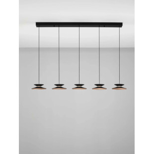 Lampa wisząca 5 punktowa na listwie - ściemniana triac Acconia 132cm LED 3000K czarny / złoty