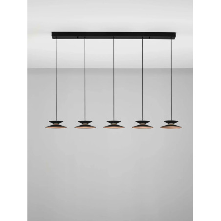 Lampa wisząca 5 punktowa na listwie - ściemniana triac Acconia 132cm LED 3000K czarny / złoty