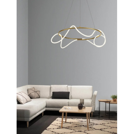 Lampa wisząca okrągła - nowoczesna Mortilla 70cm LED 3000K złota