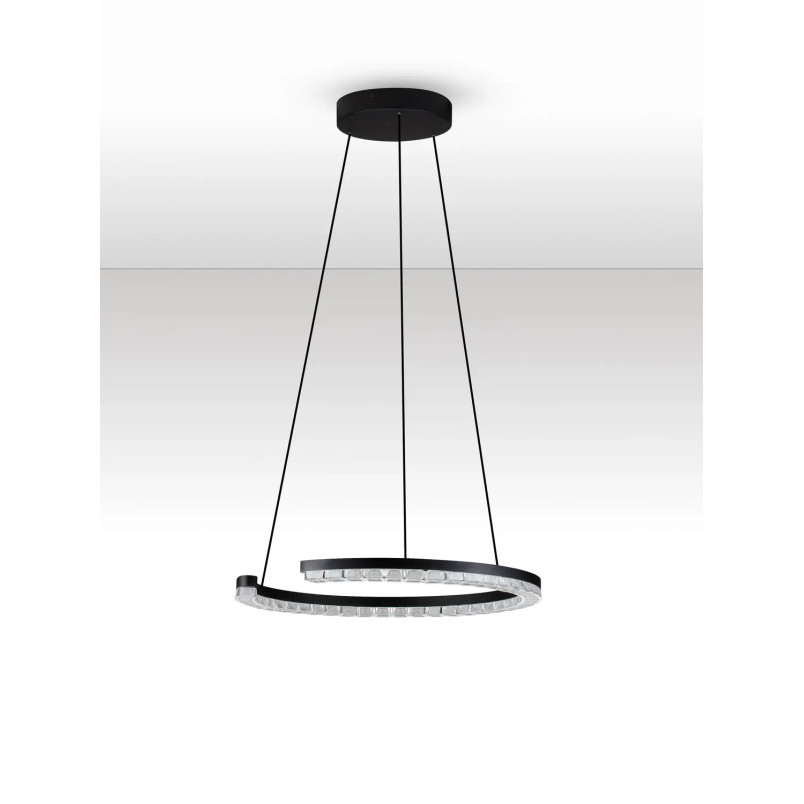 Lampa wisząca okrągła ze ściemniaczem Fazzano 46cm LED 3000K czarna