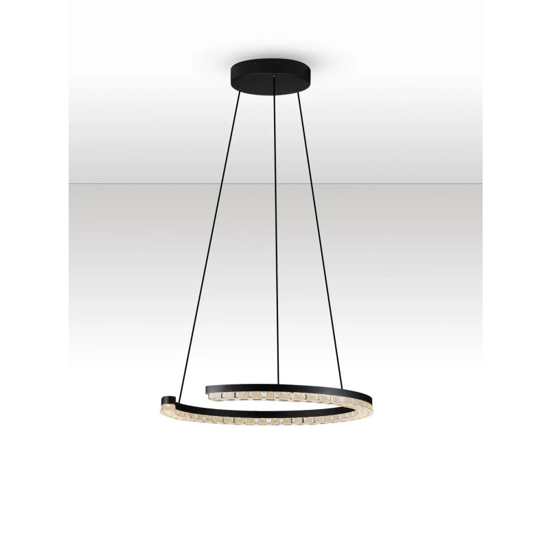 Lampa wisząca okrągła ze ściemniaczem Fazzano 46cm LED 3000K czarna