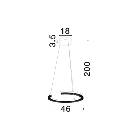 Lampa wisząca okrągła ze ściemniaczem Fazzano 46cm LED 3000K czarna