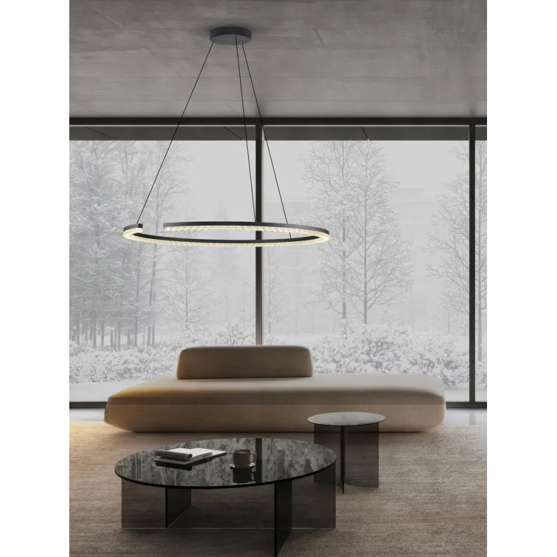 Lampa wisząca okrągła ze ściemniaczem Fazzano 85cm LED 3000K czarna