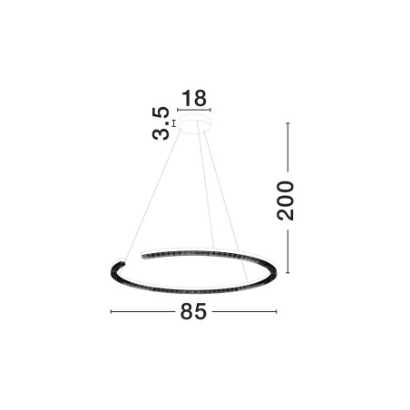 Lampa wisząca okrągła ze ściemniaczem Fazzano 85cm LED 3000K czarna